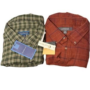 croft and barrow Men's Lot Of Two Plaid Long Sleeve Button Up Shirts NEW Size XL